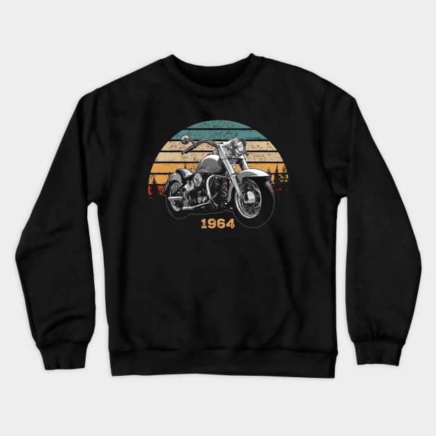 1964 Harley-Davidson Vintage Motorcycle Design Crewneck Sweatshirt by Madisen Harvey